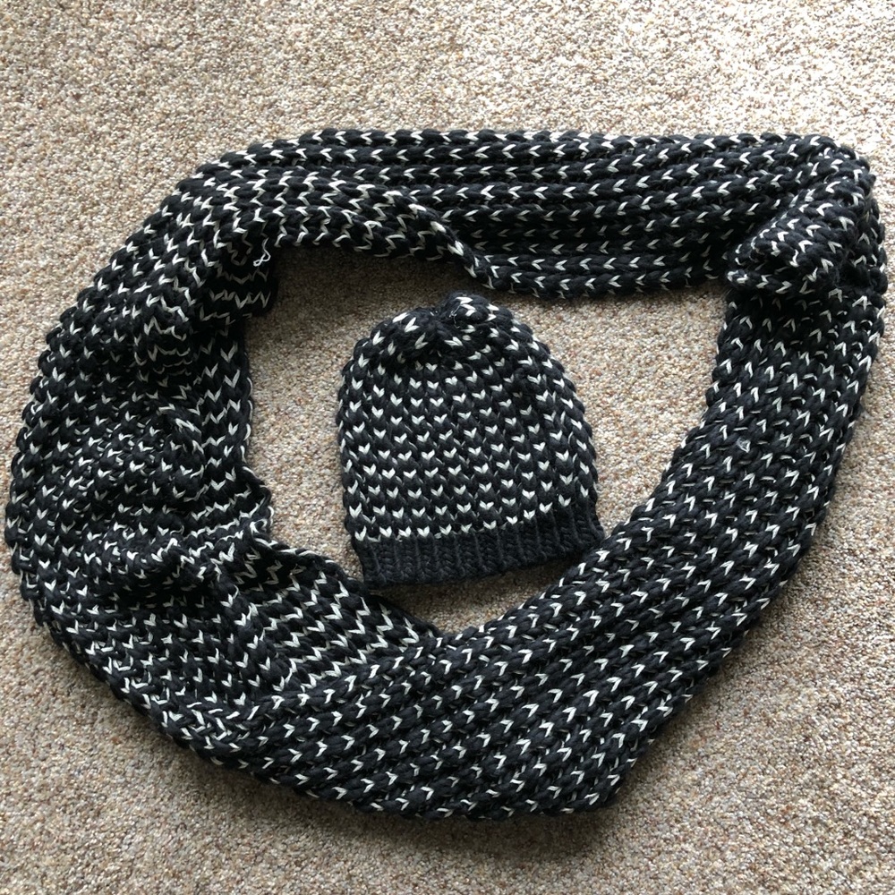 Knit Beanie and Matching Knit Infinity Scarf